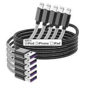 سلك شاحن iPhone طويل جدًا من Cabepow بطول 15 قدمًا، [معتمد من Apple MFi] كابل Lightning طويل من Apple بطول 5 أمتار، سلك شحن سريع مجدول من النايلون 2.4 أمبير لهاتف iPhone 14/14pro/13/12/11/11Pro/X/XS/XR/XS Max /8/7