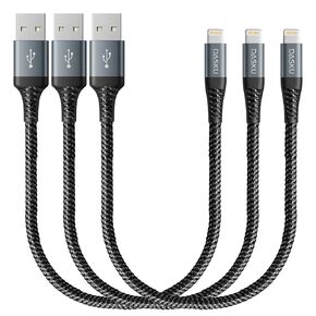 Dasku Lightning Cable 3ft 3Pack Nylon Braided Heavy Duty iPhone Charger Cord Black Compatible with 14/13 / 12/11 Pro Max/X/Xs Max/Xr /8 Plus/ 7 6S Plus 6 Plus/iPad Mini/Air