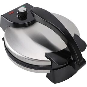Electric Tortilla Maker - 10in Knob Temperature Control Anti Stick Roti Maker Machine with Stainless Steel Cover 110V US Plug Electric Tortilla Maker Machine