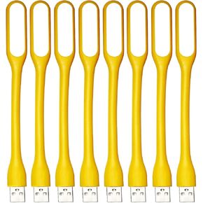 Flexible Mini USB LED Lamp Light Portable Night Light Compatible for Power Bank, Laptop, Notebook, Reading, Computer Keyboard USB Reading Light (8pcs, Yellow)