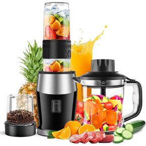 Blender and Food Processor Combo, Blender for Shakes and Smoothies, Personal Blender Small Blender, Suitable for Kitchen, Home, 700W Electric Blender with Mixer Grinder/Blender/Chopper