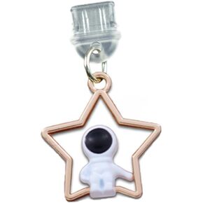 Dust Plug Charm Cute Astronaut Earphone Jack Stopper Cap Pendant Anti Dust Plug Kawaii Type-C USB Plug Cell Phone Anti-Dust Plugs for iPhone Charge Port (Type-C Star)