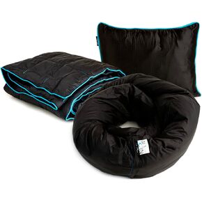 NAPRO Ripstop Outdoor Camping Pillow and Blanket 3-in-1, Versatile Lightweight Nylon Waterproof Stadium Blanket, Ultralight Backpacking Essentials, Travel Blanket and Pillow Set - Black and Orange