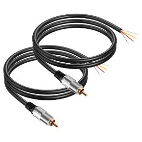 GINTOOYUN RCA Cable 2 Pack 3.2Ft RCA Male to Bare Wire Stereo Audio Cable [24K Gold Plated | Copper Core] Subwoofer Lead Cable for subwoofer/amp/HiFi & Home Cinema/Blu-ray, Analog & Digital
