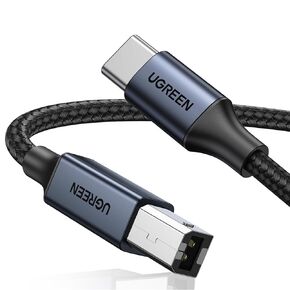 UGREEN USB B to USB C 3 FT Printer Cable, Nylon USB B to C Cord for MacBook Pro/Air, MIDI Cable Compatible with Yamaha Piano Keyboard, DAC, DJ Controller for iPad