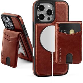 Compatible Magsafe 2 in 1 Detachable iPhone 16 Pro Wallet Case with Card Holder Women Men,Magnetic PU Leather RFID Blocking Flip Kickstand Credit Slots,for Apple 16 Pro 6.3",Brown