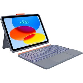 Case with Keyboard Compatible for iPad 10th Generation: Bluetooth Wireless Detachable Magnetic Stand Rechargeable Keyboard with Folio Slim Compact Removable Cover with Trackpad, White Backlit/Grey