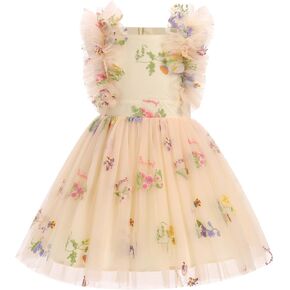 Kids Girls Confetti Birthday Princess Dress Ruffle Sleeve Boho Cake Smash Photo Shoot Outfit 3-10T