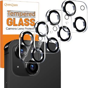 QsmQam 4 Pack Camera Lens Protector for iPhone 15 6.1" / iPhone 15 Plus 6.7", Tempered Glass Camera Cover, HD Clear, Anti-Scratch, Strong Adhesion [Does not Affect Night Shots]