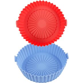 2 Pack Air Fryer Silicone Liners Basket Round, Apply to 1-3.5 QT Airfryer, Air Fryer Silicone Pot Bowl, Reusable Baking Tray Cooking Oven Accessories (Top 6.5in / Bottom 5.5in)