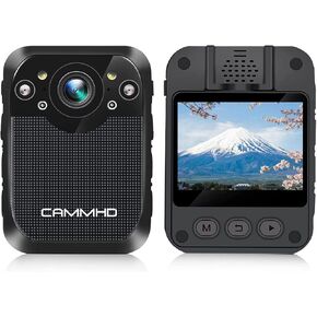 CAMMHD-D1 1296P Body Camera with Audio and Video Recording 10Hours 256G Max, IP67 Waterproof, 2.0In LCD Screen, Night Vision Body Camera for Law Enforcement, Civilian Body Cam(64GB)