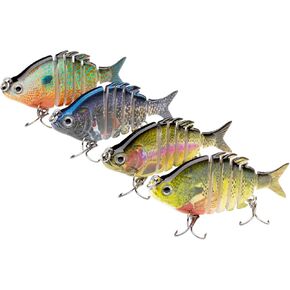 Bassdash SwimPanfish 2.5"/0.34oz Hard Bluegill Swimbaits Multi Jointed Topwater Trout Bass Fishing Crank Lure,Pack of 4