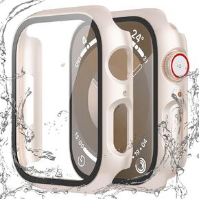 2 Pack Waterproof Case Compatible with Apple Watch 40mm SE (2nd Gen) Series 6 5 4 with Tempered Glass Screen Protector, Full Protective Hard PC Bumper Case Face Cover for iWatch 40mm Clear