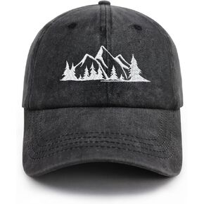 Mountain Trees Hat for Men Women, Funny Adjustable Embroidered Cotton Hiking Camping Explore Outdoor Baseball Cap