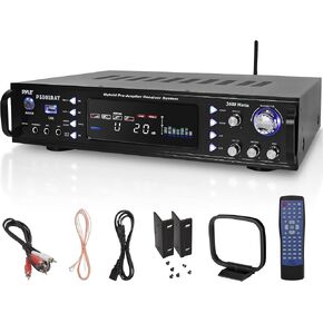 Pyle Wireless Bluetooth Home Stereo Amplifier - Hybrid Multi-Channel 3000 Watt Power Amplifier Home Audio Receiver System w/AM/FM Radio, MP3/USB,AUX,RCA Karaoke Mic in - Rack Mount, Remote - P3301BAT