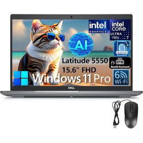 Dell Latitude 5550 15 Business AI Laptop, 15.6" FHD Computer, Intel Ultra 7 155U (Beat i7-1355U), 32GB DDR5 RAM, 1TB PCIe SSD, WiFi 6, Backlit Keyboard, Fingerprint Reader, Windows 11 Pro