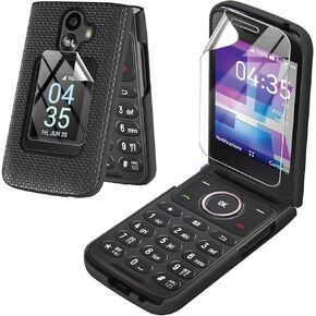 for TCL Flip 3 Phone case with Screen Protector Slim Hard Shell Protector Cover for T435 (2024) (TCL Flip 3,Black)