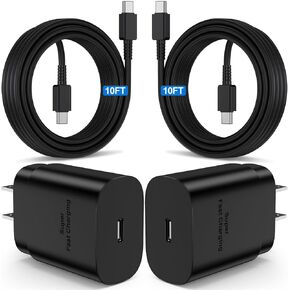 2Pack 45W Super Fast Charger Type C 10ft, USB C Wall Charging and Long Android Phone Charger Cable Cord for Samsung Galaxy S24 Ultra/S24 Plus/S24+/S23 Ultra/S23+/S22 Ultra/S22 Plus/S21/Note 20/Note10+