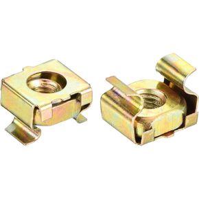 uxcell M6 Cage Nuts for Server Rack Cabinet, Carbon Steel Yellow Zinc Plated, Pack of 50