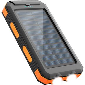 Annero Solar Charger, Solar Power Bank 20000mAh Portable Solar Phone Charger Waterproof External Battery Pack with Dual USB Ports & LED Flashlights Compatible with All Smart Phones and USB Devices