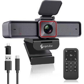 Angetube 4K Webcam with AI Tracking,Remote Control 4K Web Camera/10X Digital Zoom 1080P 60fps Web cam with USB 3.0 HDR/Dual Noise Cancelling Microphones for Video Calls/Meetings/Streaming/Skype/Zoom