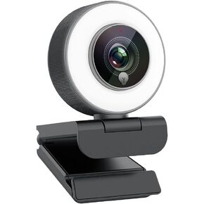 Angetube Streaming 1080P HD Webcam Built in Adjustable Ring Light and Mic. Advanced autofocus AF Web Camera for Google Meet Gamer Facebook YouTube Streamer