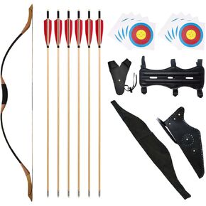 Recurve Bow One Piece Arrow Set Adult 30/40/50LBS Archery Right or Left Handed Archery Target Practice Outdoor Hunting Sports Athletic Recreation Field Bow and Arrow