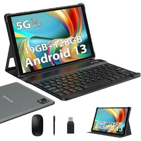 2024 Android Tablet 10.1-inch Tablet with 128GB ROM,19GB RAM, 1TB Expand, 2.0GHz CPU, 1920 * 1200 Incell Screen, 8000mAh, 8+13MP WiFi BT5.0 GPS Android Tablet with Keyboard and Mouse - Black