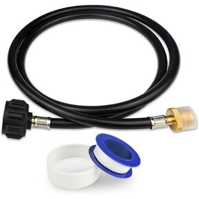 KOMAN 5FT Propane Hose Adapter 1lb to 20lb, Propane Tank Aapter,Converter for Buddy Heaters,Coleman Camping Stove,Weber Q/Blackstone Griddle Grill,1lb Propane Appliances Connect to 20lb Tank,Certified