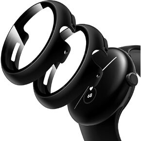 حافظة صلبة مكونة من قطعتين من TAURI لساعة Pixel 3 (2024)/Pixel Watch Series 2 1 41 ملم مع واقي شاشة من الزجاج المقوى 9H، [حساسة للمس] [تغطية كاملة] غطاء حماية نحيف لساعة Pixel 3، شفاف in Kuwait