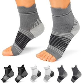Plantar Fasciitis Sock (6 Pairs) for Men and Women, Compression Foot Sleeves with Arch and Ankle Support (Black, Large)