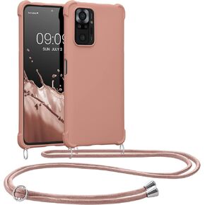 kwmobile Crossbody Case Compatible with Xiaomi Redmi Note 10 Pro Case - TPU Silicone Cover with Strap - Mother of Pearl in Saudi Arabia