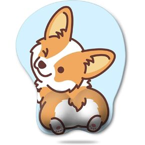 HAOCOO Ergonomic Pink Mouse Pad with Wrist Support,Non-Slip Backing Corgi Anime Cute Gel Mouse Pad Wrist Rest, Easy-Typing and Pain Relief for Gaming Office Computer Laptop(Pink Cute Corgi)