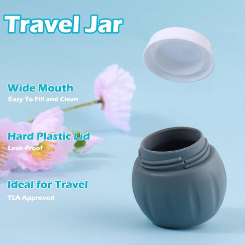 حاويات سفر لأدوات الزينة، معتمدة من إدارة أمن المواصلات الأمريكية، 1.7 أونصة 50 مل، برطمانات كريم سيليكون بحجم مناسب للسفر، خالية من البيسفينول أ، أساسيات سفر مانعة للتسرب مع غطاء لمستحضرات التجميل وكريم الجسم والوجه والمعكرون (4 عبوات) in Kuwait