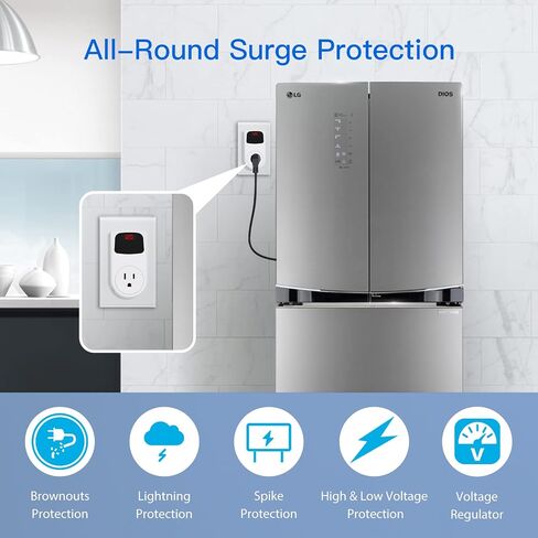 BSEED Surge Protector, Power Surge Protector Outlet, Voltage Regulator, Heavy Duty Whole House Wall Surge Protector for Home, Office, Travel, LED Indicator Light, Single Outlet, 120V, 15A, 2 Pack in Kuwait