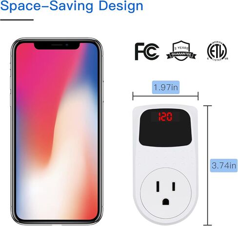 BSEED Surge Protector, Power Surge Protector Outlet, Voltage Regulator, Heavy Duty Whole House Wall Surge Protector for Home, Office, Travel, LED Indicator Light, Single Outlet, 120V, 15A, 2 Pack in Kuwait