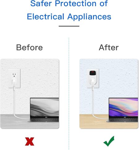 BSEED Surge Protector, Power Surge Protector Outlet, Voltage Regulator, Heavy Duty Whole House Wall Surge Protector for Home, Office, Travel, LED Indicator Light, Single Outlet, 120V, 15A, 2 Pack in Kuwait