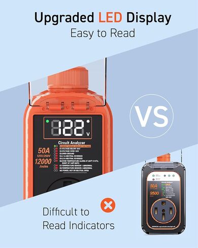 RV Surge Protector with Smart LED Display, 30 amp 10000 Joules RV Circuit Analyzer - Camper Surge Protector with Waterproof Cover, RV Adapter Plug for Campers，Travel Trailers (30A) in Saudi Arabia