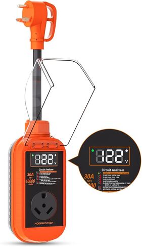 RV Surge Protector with Smart LED Display, 30 amp 10000 Joules RV Circuit Analyzer - Camper Surge Protector with Waterproof Cover, RV Adapter Plug for Campers，Travel Trailers (30A) in Saudi Arabia