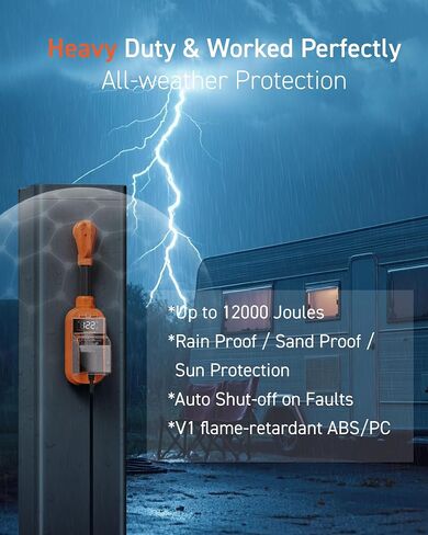 RV Surge Protector with Smart LED Display, 30 amp 10000 Joules RV Circuit Analyzer - Camper Surge Protector with Waterproof Cover, RV Adapter Plug for Campers，Travel Trailers (30A) in Saudi Arabia