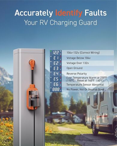 RV Surge Protector with Smart LED Display, 30 amp 10000 Joules RV Circuit Analyzer - Camper Surge Protector with Waterproof Cover, RV Adapter Plug for Campers，Travel Trailers (30A) in Saudi Arabia