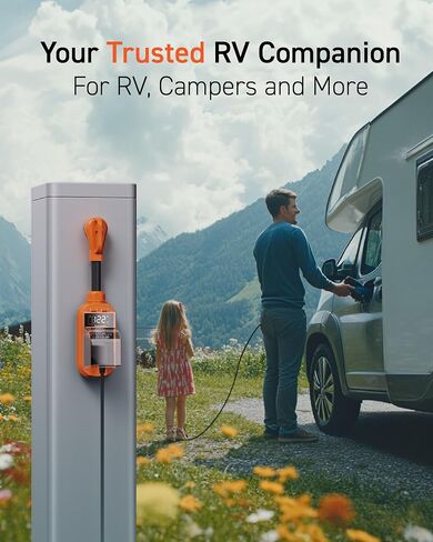 RV Surge Protector with Smart LED Display, 30 amp 10000 Joules RV Circuit Analyzer - Camper Surge Protector with Waterproof Cover, RV Adapter Plug for Campers，Travel Trailers (30A) in Saudi Arabia