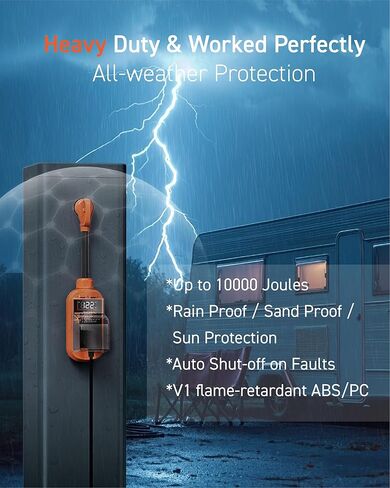 RV Surge Protector with Smart LED Display, 30 amp 10000 Joules RV Circuit Analyzer - Camper Surge Protector with Waterproof Cover, RV Adapter Plug for Campers，Travel Trailers (30A) in Saudi Arabia