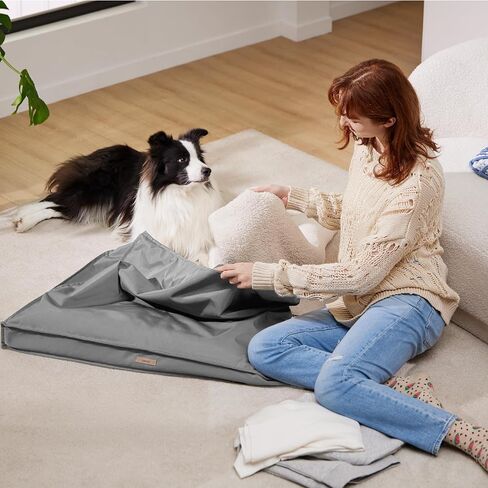 Lesure Dog Bed Cover Flannel - Small Dog Bed Washable Removable Cover, Plush Fleece Replacement Cover for Orthopedic Pet Mad Beds, 24x18x3 Inches Grey in Saudi Arabia
