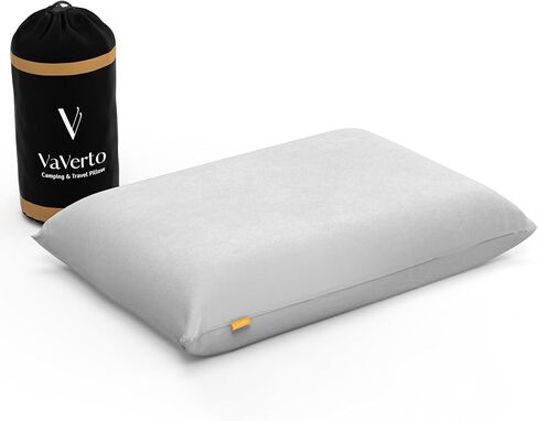 وسادة Vaverto Blue للسفر والتخييم - إسفنج ذو ذاكرة متوسط ​​الصلابة وقابل للضغط، مصنوع من الفيسكوز من غطاء الخيزران، يمكن غسله في الغسالة، مثالي لحقائب الظهر والطائرة والسفر بالسيارة in Saudi Arabia
