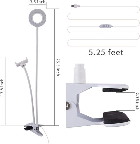 Selfie Ring Light with Cell Phone Holder Stand for Live Stream/Makeup, LED Camera Lighting [3-Light Mode] with Flexible Arms Compatible with All Cellphone Models and Android Phones (White) in Saudi Arabia