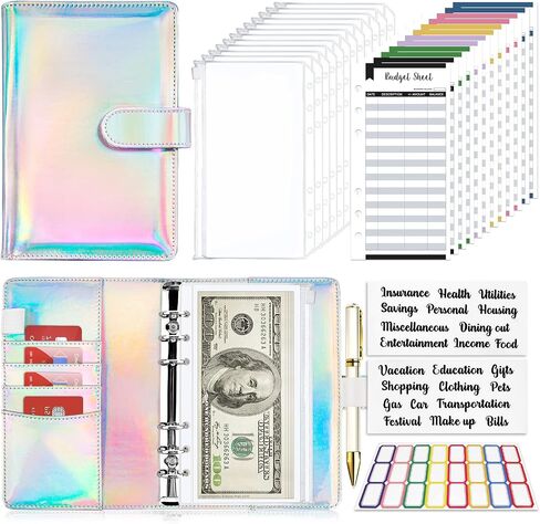 ONLYESH Budget Binder, Budget Binder with Zipper Envelopes, Cash Envelopes for Budgeting, Money Organizer for Cash, 28Pcs Budget Planner with Cash Envelopes(Leopard Print Brown) in Kuwait