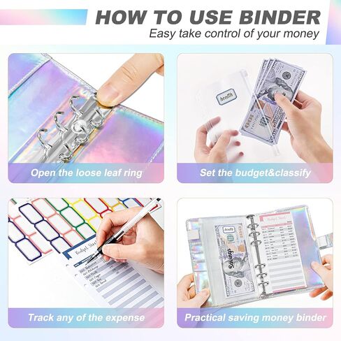 ONLYESH Budget Binder, Budget Binder with Zipper Envelopes, Cash Envelopes for Budgeting, Money Organizer for Cash, 28Pcs Budget Planner with Cash Envelopes(Leopard Print Brown) in Kuwait