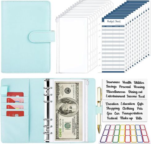 ONLYESH Budget Binder, Budget Binder with Zipper Envelopes, Cash Envelopes for Budgeting, Money Organizer for Cash, 28Pcs Budget Planner with Cash Envelopes(Leopard Print Brown) in Kuwait