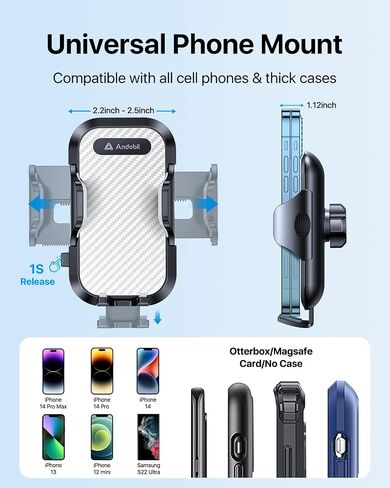 andobil 2024 Upgraded Car Phone Holder Mount for Vent, Military Sturdy Metal Clip Air Vent Phone Holder for Your Car Easy Used Cell Phone Car Mount for iPhone 16 15 14 13 12 Pro Max Samsung S24 S23 in Saudi Arabia